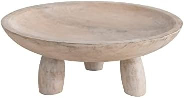 Creative Co-Op Mango Wood Footed Bowl, 10" L x 10" W x 4" H, Natural | Amazon (US)
