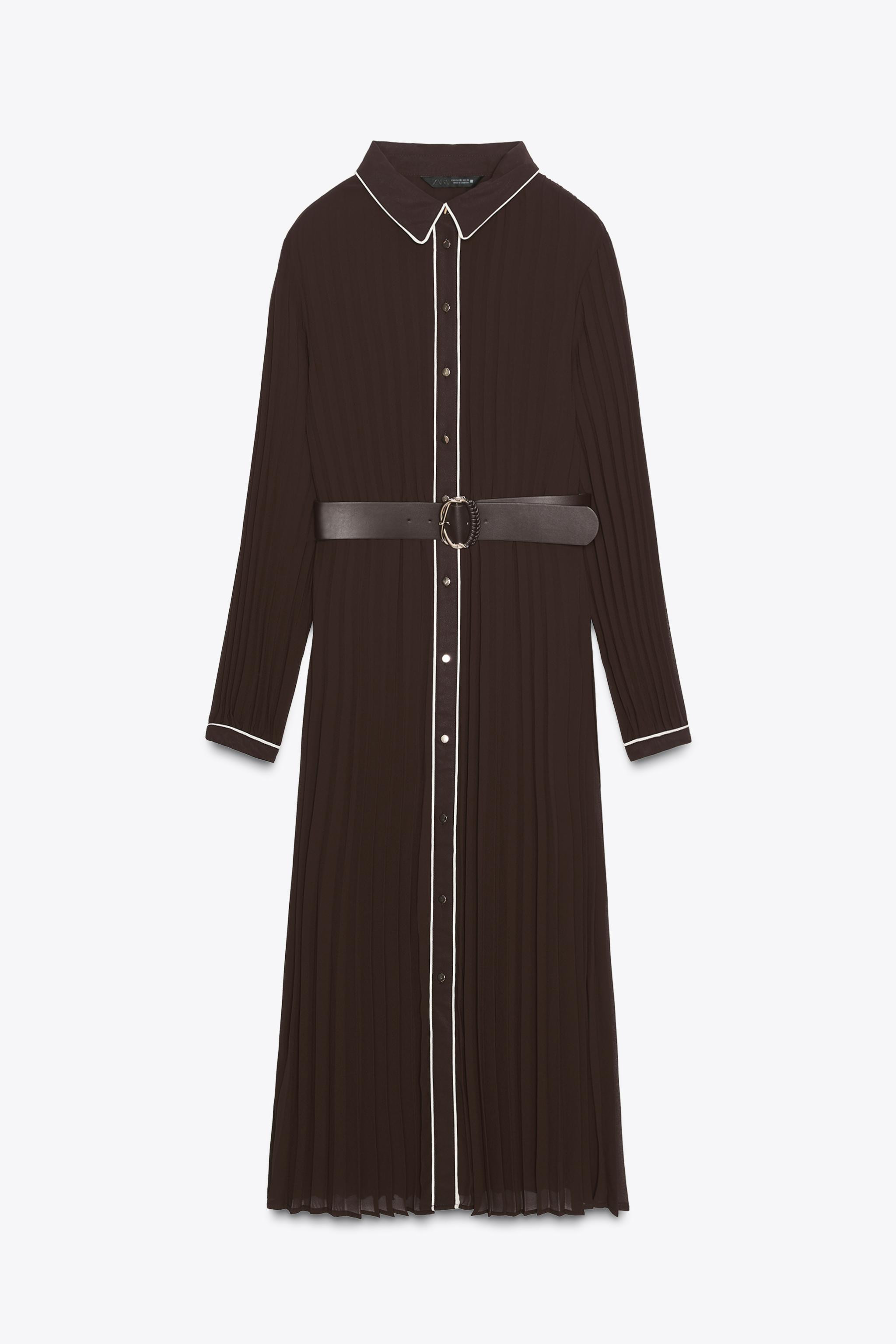 BELTED PLEATED MIDI DRESS | Zara US