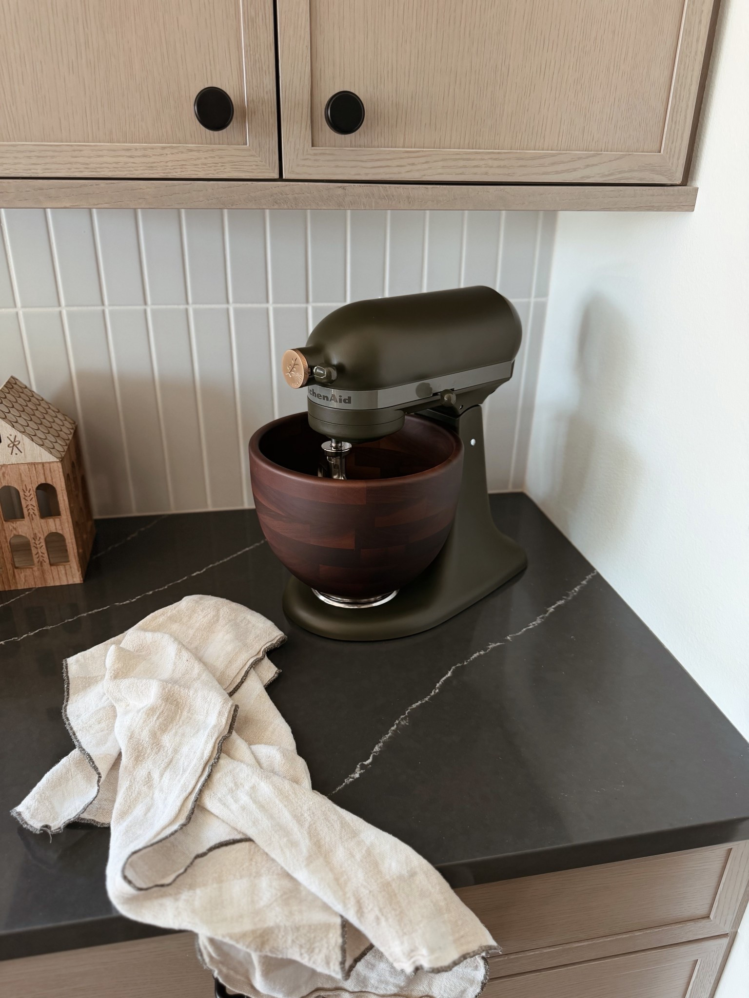 Loving our green Kitchenaid mixer! It’s the prettiest color with the wood bowl. I bought the silicone bowl liners to help protect the bowl and they give me peace of mind when using it 😅

#LTKHoliday #LTKHome