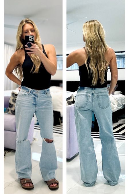 Baggy jeans are on sale for 20% off with this promo code! Sale is sitewide! I’m wearing a size 25 short. True to size. I’m 5’4”  

#LTKSpringSale #LTKover40 #LTKsalealert