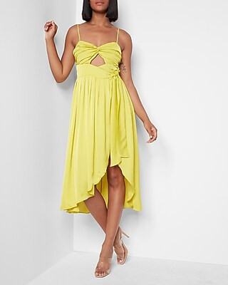 Satin Side Tie Cutout Midi Dress | Express
