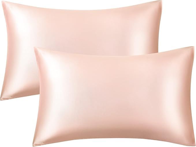 Bedsure Satin Pillowcases Standard Set of 2 - Coral Silk Pillow Cases for Hair and Skin 20x26 inc... | Amazon (US)