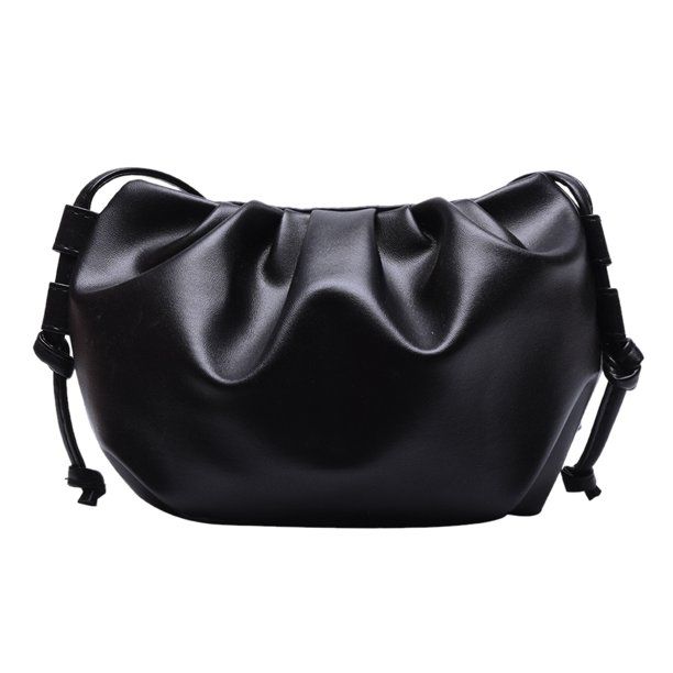 Aktudy Women Cloud Shoulder Bag Leather Day Clutch Solid Crossbody Handbag (Black) | Walmart (US)