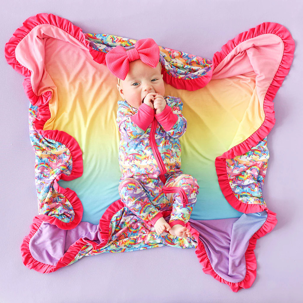 Unicorns Multi Reversible Baby Blanket | Lisa Frank® Markie™ Magic & Lisa Frank® Rainbow Ombr... | Posh Peanut