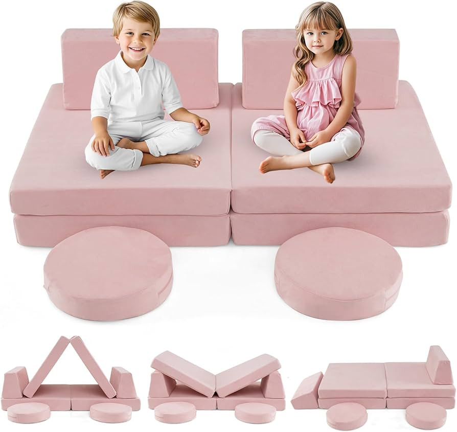 INFANS Modular Kids Play Couch, 6 PCS Toddler Creative Sectional Fort Building Sofa for Playroom,... | Amazon (US)