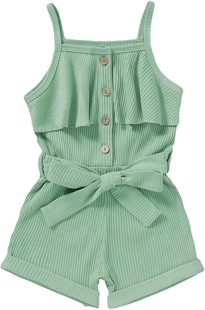 Toddler Girl Clothes Baby Strap Sleeveless One Piece Halter Romper Casual Summer Jumpsuit | Amazon (US)