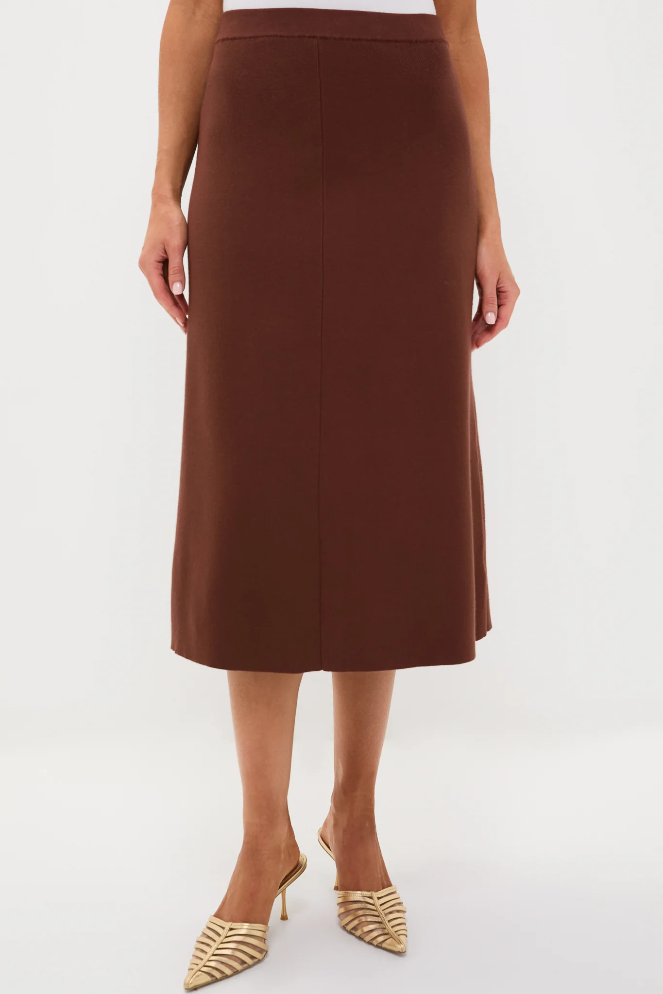 Chocolate Brown Knit Philomena Midi Skirt | Tuckernuck (US)