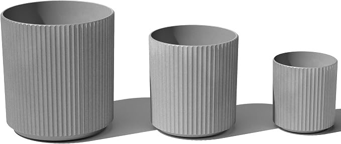 Veradek Demi Round Gray Plastic Planter Bundle (12 in. 16 in. 20 in.) DMV-BUN-C | Amazon (US)