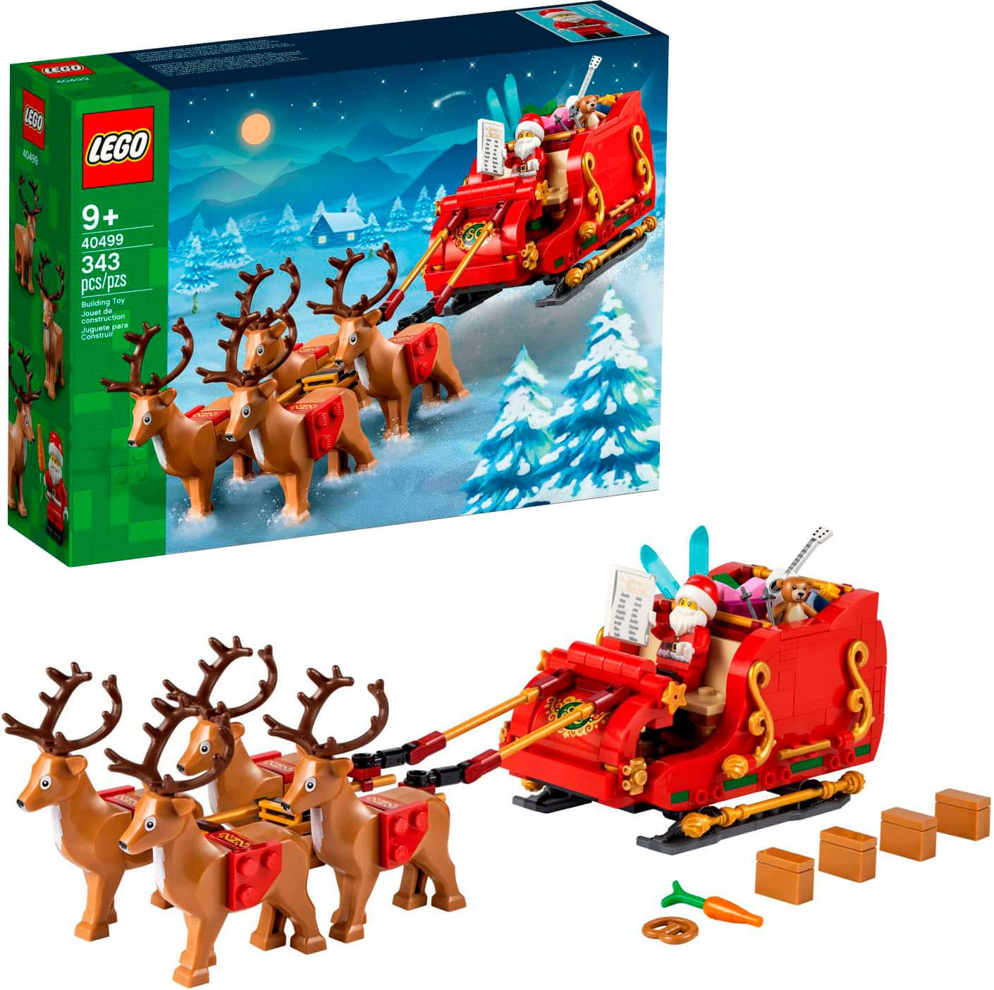 LEGO - Santa’s Sleigh Christmas Toy Set with Reindeer & Santa Figurine 40499 | Best Buy U.S.