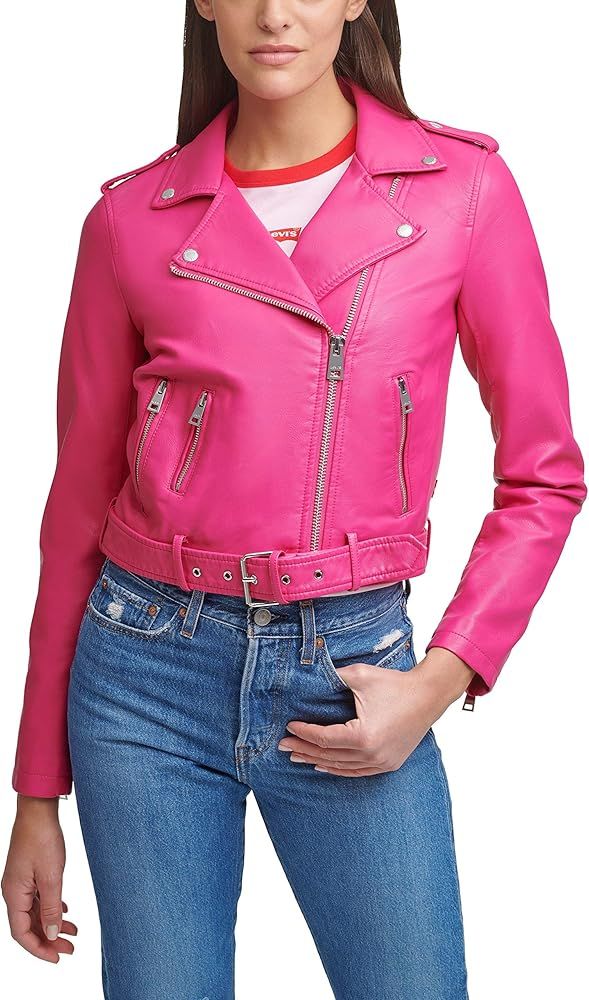 Levi's Women's Faux Leather Belted Motorcycle Jacket (Standard and Plus Sizes) | Amazon (US)