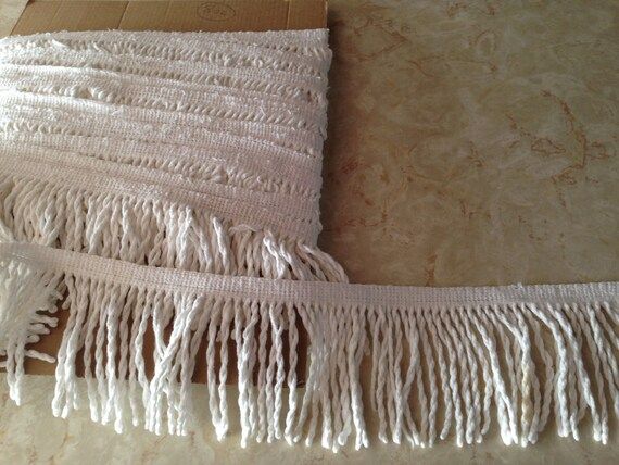 Chenille Repair Fringe Pure White Cotton 3 1/2 in Flat Trim 10 yards NOS | Etsy (US)
