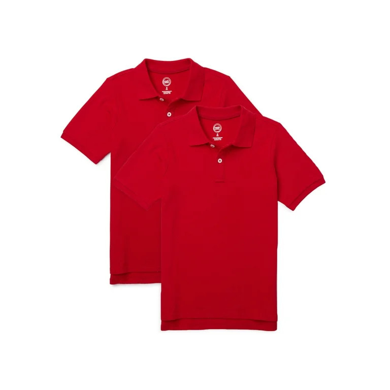 Wonder Nation Husky Boys School Uniform Short Sleeve Pique Polo Shirt, 2-Pack Value Bundle, Sizes... | Walmart (US)