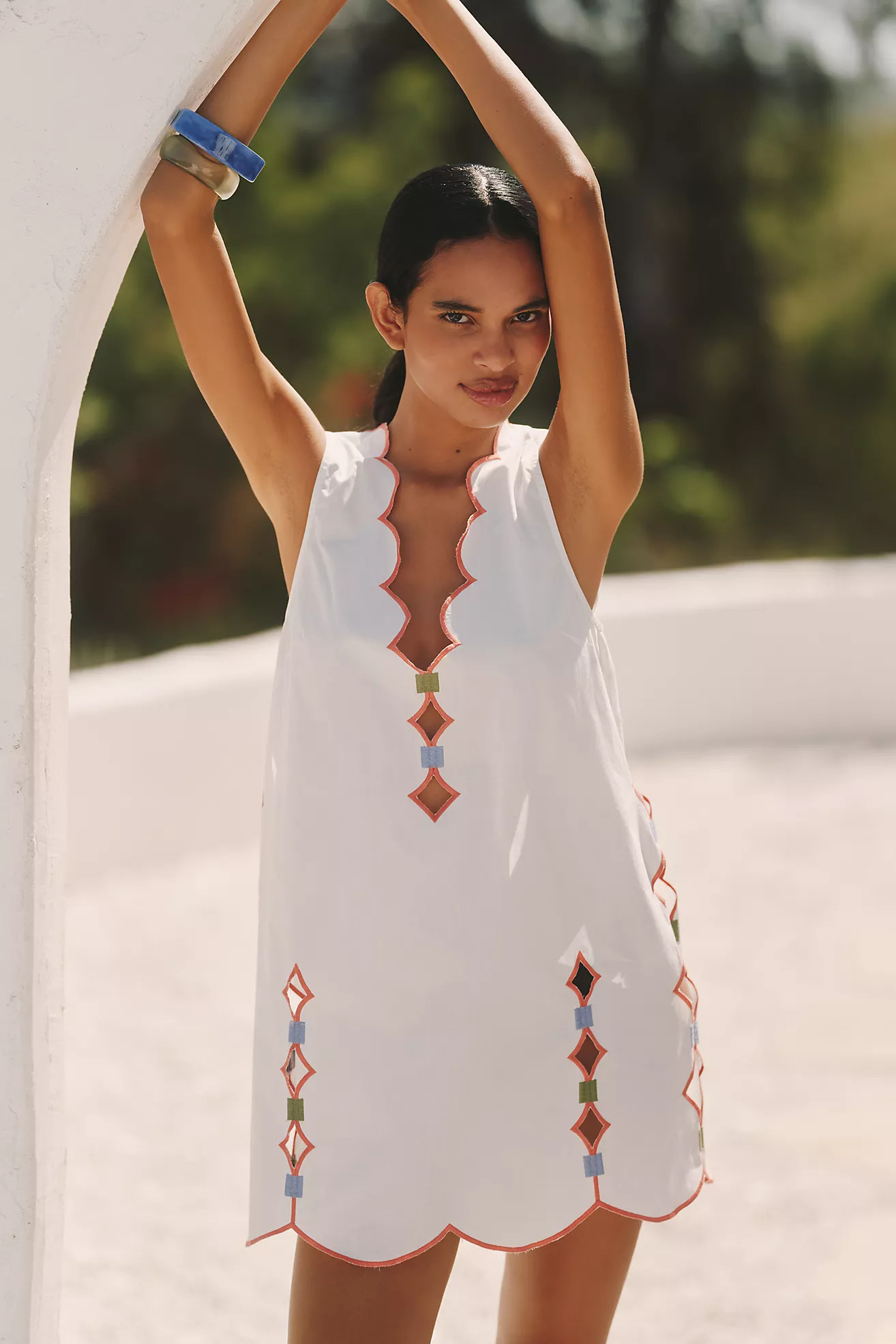 Celandine Scalloped Cutout Mini Shift Dress | Anthropologie (US)