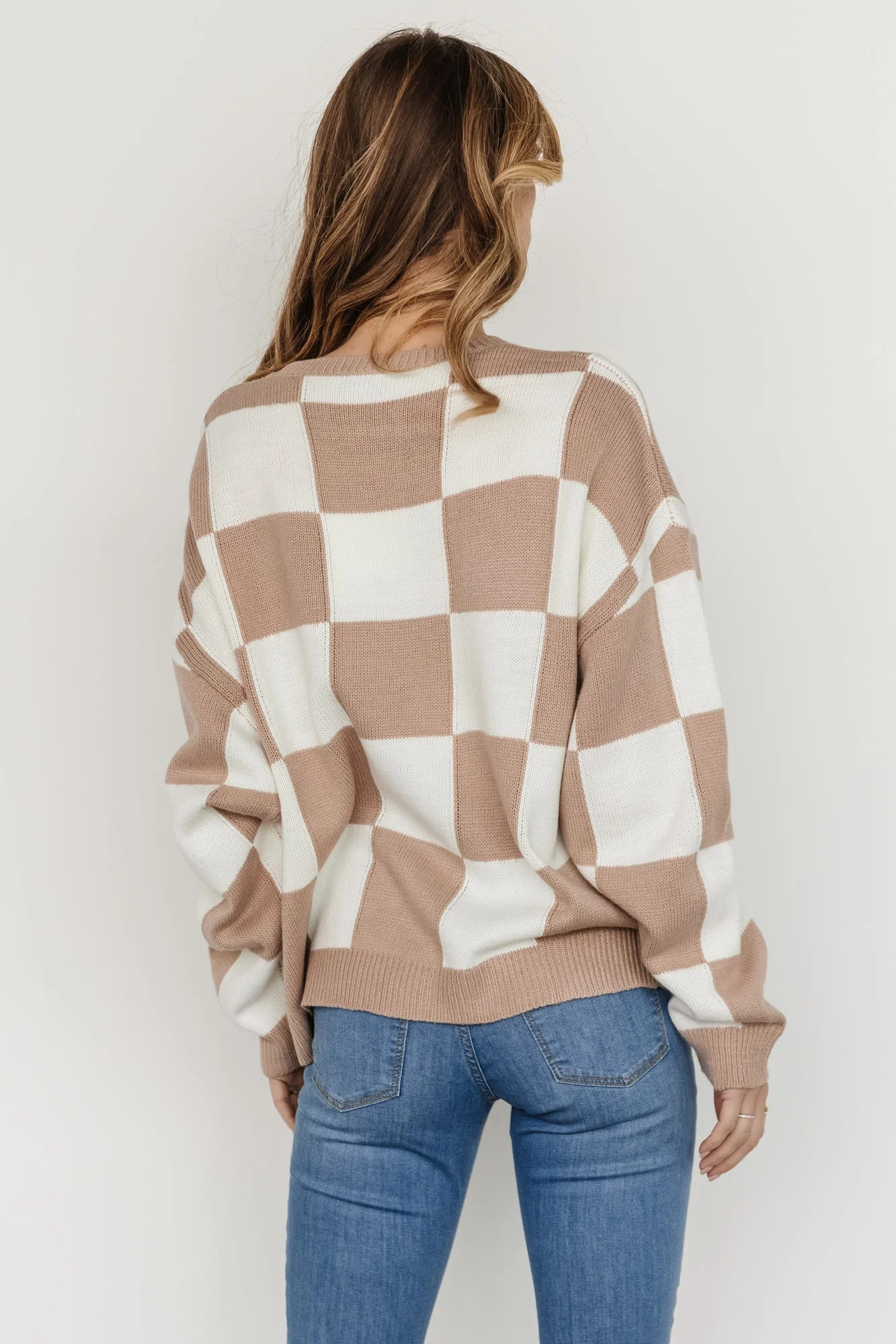 Bella Checkered Sweater | Taupe | Baltic Born
