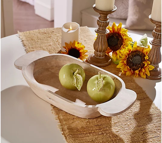 Cozy Cottage by Liz Marie 19" Wooden Dough Bowl - QVC.com | QVC