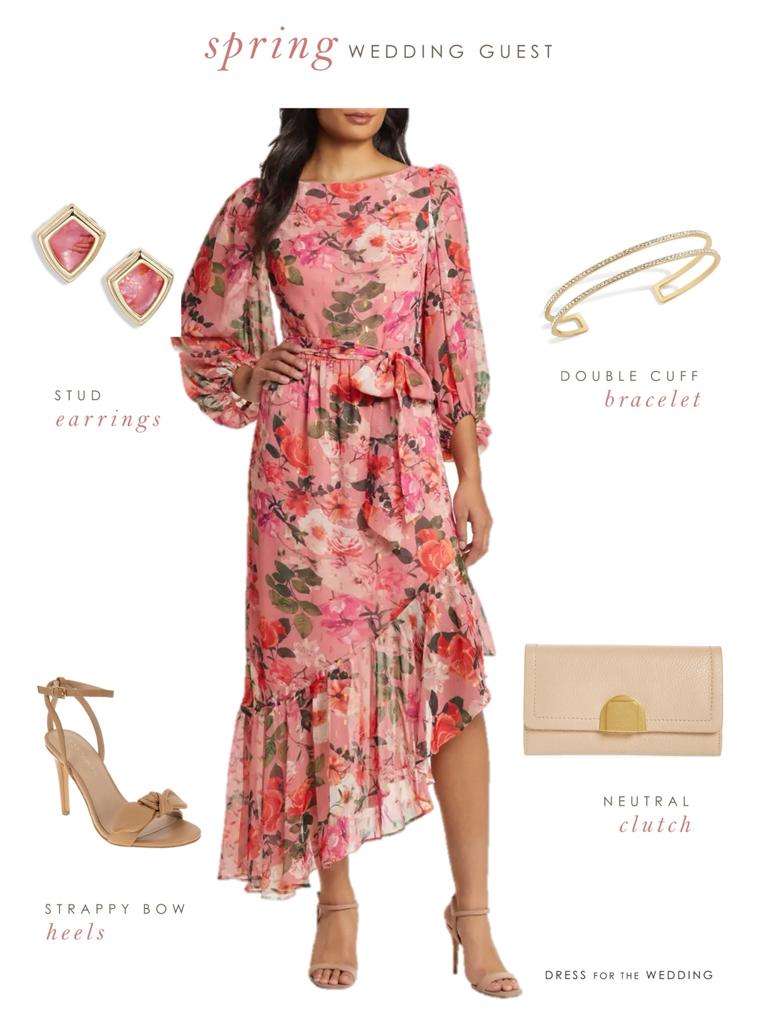 Spring wedding guest dress, floral maxi dress, long sleeve maxi dress, casual wedding guest dress, long sleeved dress, outdoor wedding guest outfit, Eliza J dress, pink floral maxi dress, Kendra Scott, neutral heels, neutral clutch. Follow Dress for the Wedding on LiketoKnow.it for more wedding guest dresses, bridesmaid dresses, wedding dresses, and mother of the bride dresses. 

#LTKwedding #LTKSeasonal #LTKmidsize