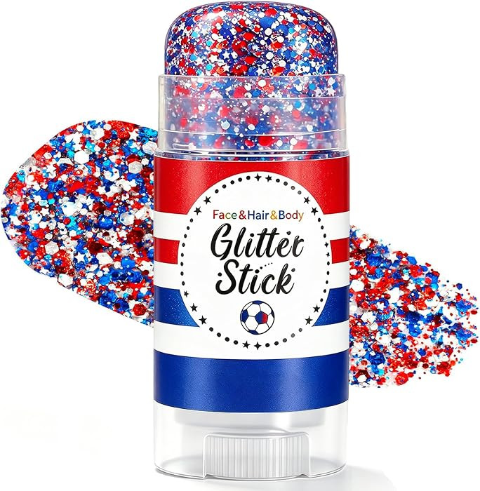 Patriotic 4th of July Glitter Stick,Sparkle Red White and Blue Face Hair Body Glitter,4th of July... | Amazon (US)