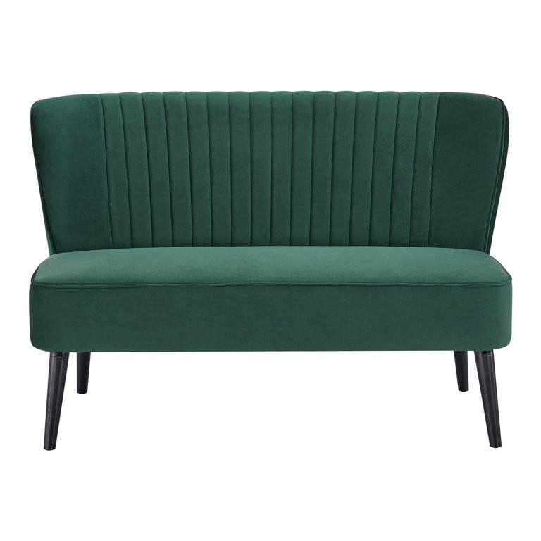 A&D Home Hollywood Mid-century Modern Velvet Tufted Loveseat, Compact 2 person Settee, Green | Walmart (US)