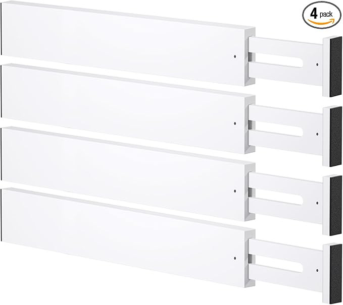 Bamboo Drawer Dividers,17-22" Adjustable Kitchen Drawer Organizer for Clothes,4 Pack Expandable D... | Amazon (US)