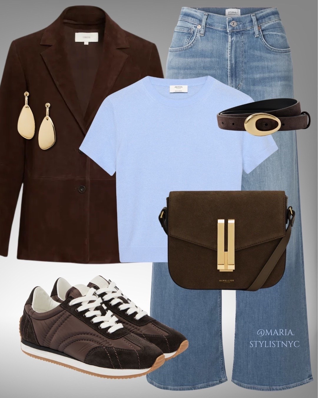 Suede Blazer, Jeans, Brown Sneakers Outfit 🤎💙✨

#LTKShoeCrush #LTKStyleTip #LTKSeasonal