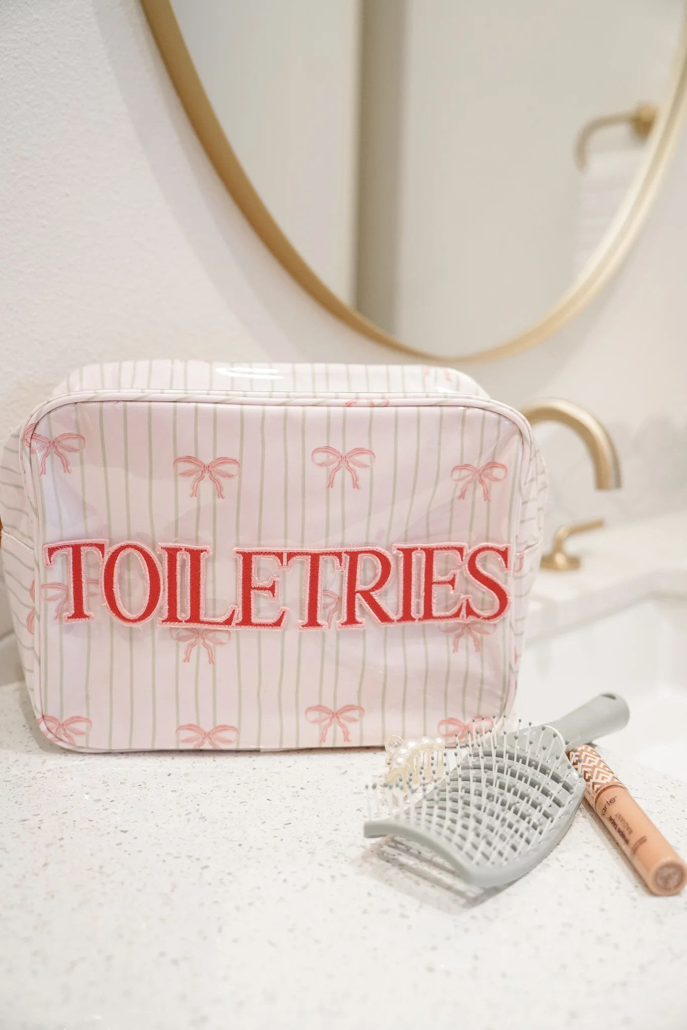Toiletries - Pink Ribbons Clear Coat XL Bag | KenzKustomz