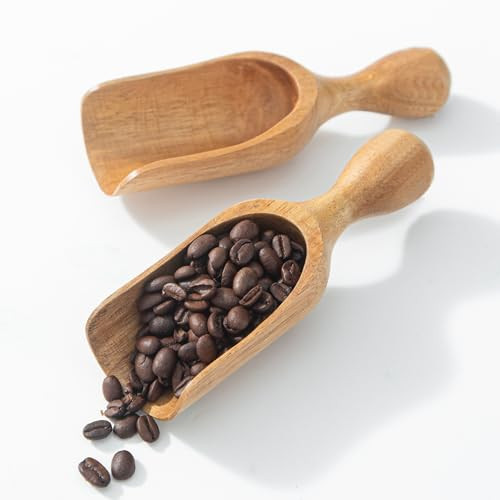 Big Coffee Scoop Shovel, 2pcs Wooden Scoop for Jars, Large Ground Coffee Scoop 5.9″ Measuring Spoons for Coffee Scoops, Tea, Powder- Multifunctional Kitchen Scoop for Bath Salts,Laundry (Acacia Wood) | Amazon (US)
