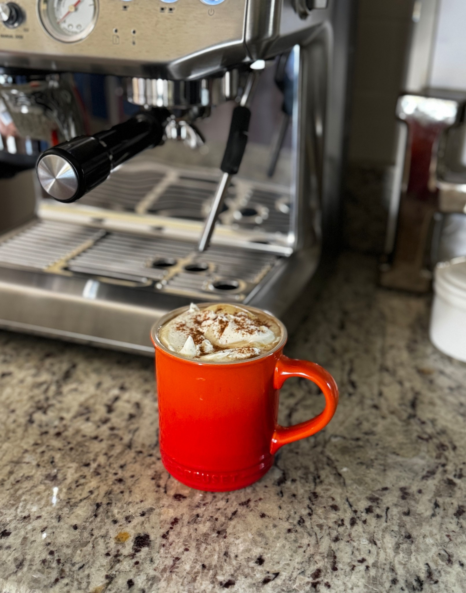 I’m still enjoying my new Breville Barista Express Impress espresso machine from Williams Sonoma! I’ve been trying different fall drink recipes and made this homemade pumpkin spice latte.  This was so good and rich! Bonus: so pretty in my flame Le Creuset mug 

#LTKHome #LTKSeasonal #LTKSaleAlert