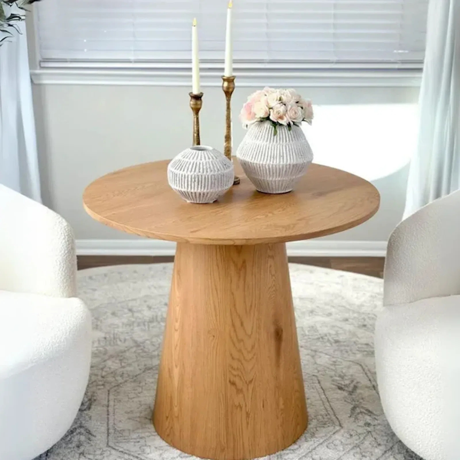 Round Wooden Petesral Base Dining Table 35" | Wayfair North America