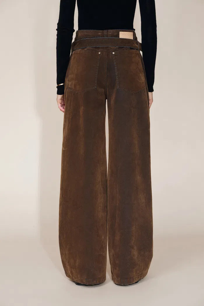 Taylor Detachable Belt Flocked Jeans in Cotton Denim | Fabrique