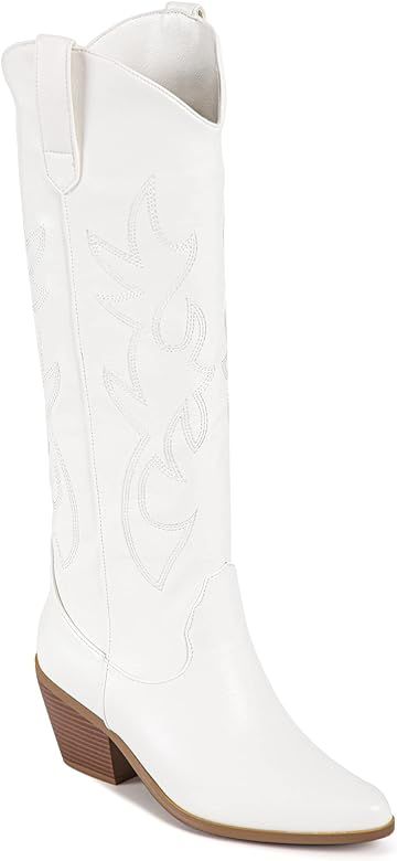 Amazon.com | Foklysp Women's Cowboy Boots Classic Embroidered Almond Shaped Pointed Toe Pull-On Boot | Amazon (US)