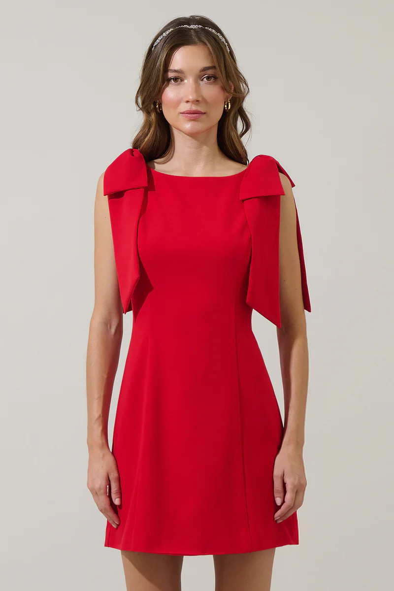 Naelle Shoulder Bow Mini Dress | Sugarlips