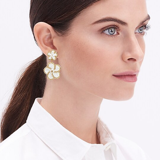 Beaded flower statement earrings | J.Crew Factory