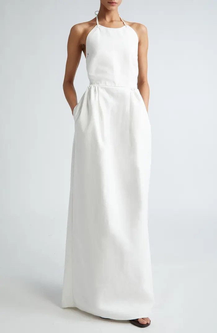 Europa Cotton Halter Gown | Nordstrom