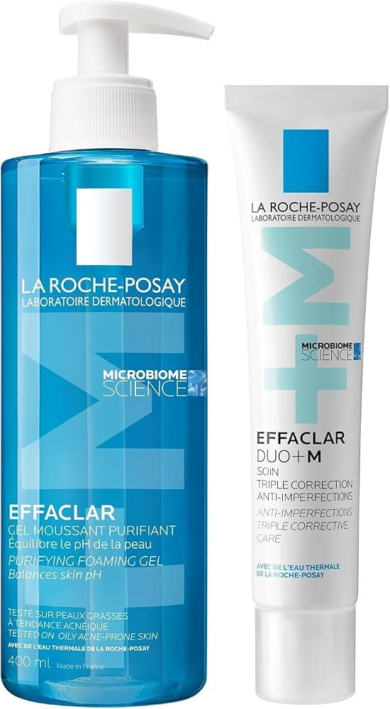 La Roche-Posay Effaclar Gel Cleanser 400ml & Duo+M Moisturiser 40ml | Amazon (UK)