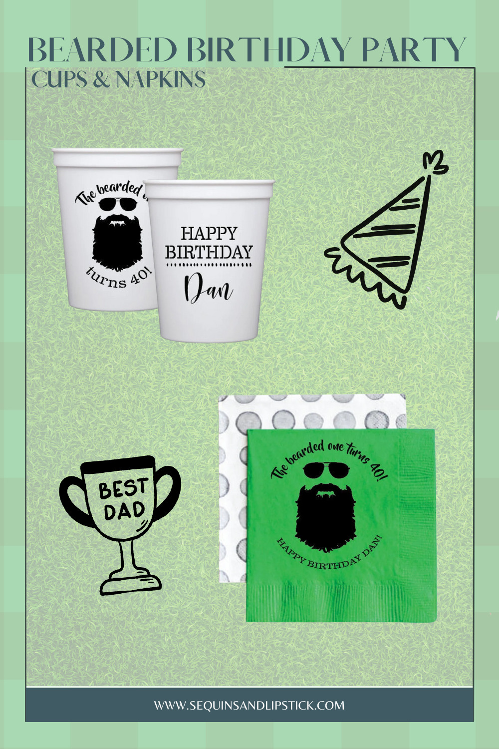 Celebrate his milestone birthday with personalized party cups and napkins designed just for bearded guys. A fun, unique theme for dad birthdays, husband celebrations, and backyard gatherings. Customize names, ages, and colors. 

 #LTKGiftGuide #LTKSeasonal #LTKMens