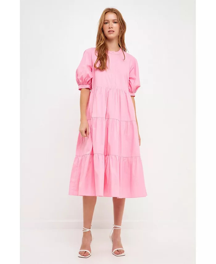 English Factory Women's Short Puff Sleeve Midi Dress - Macy's | Macy's