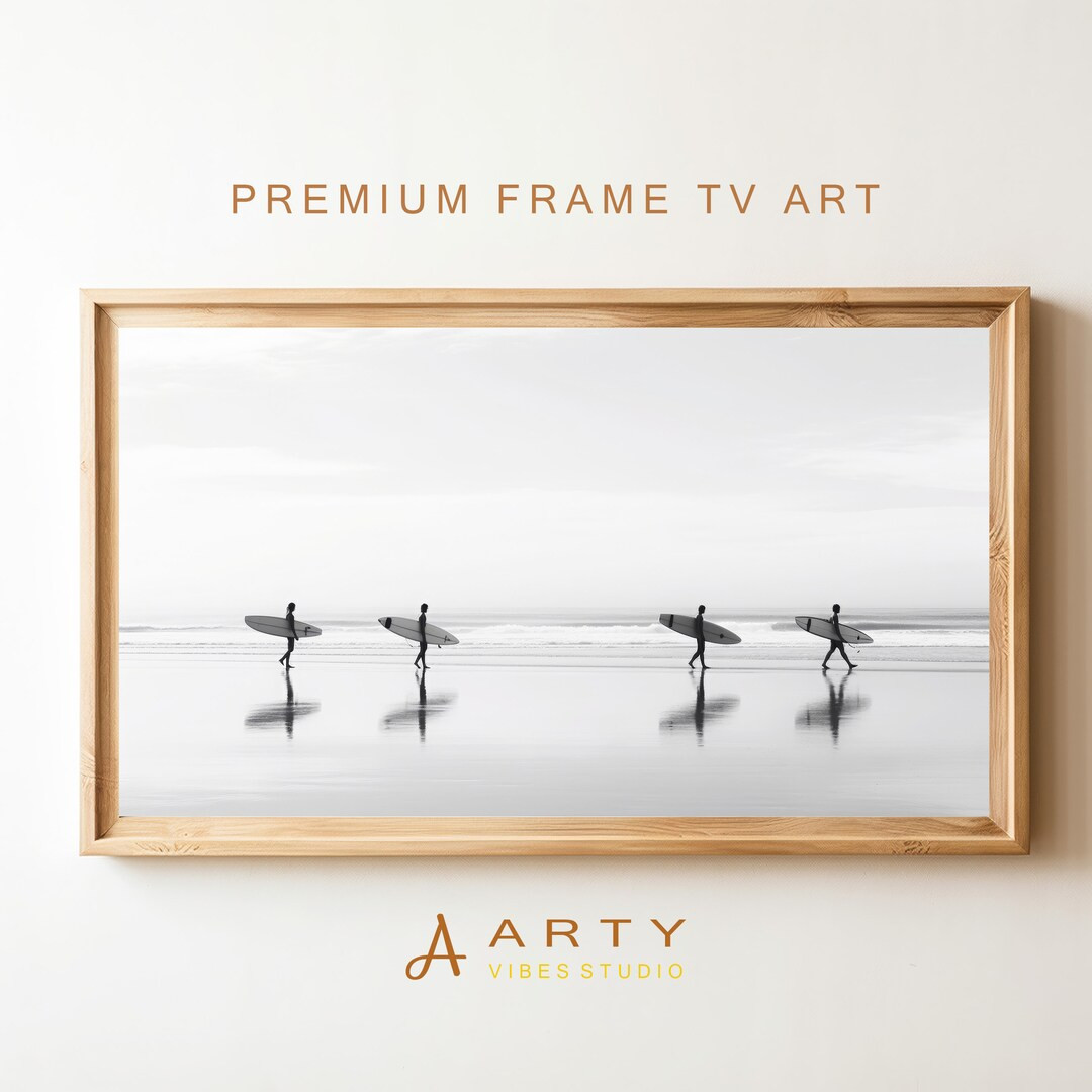 Samsung Frame TV Art, Black and White Art, Surfer Wall Art, Frame Art Tv, Beach Wall Art, Digital... | Etsy (US)