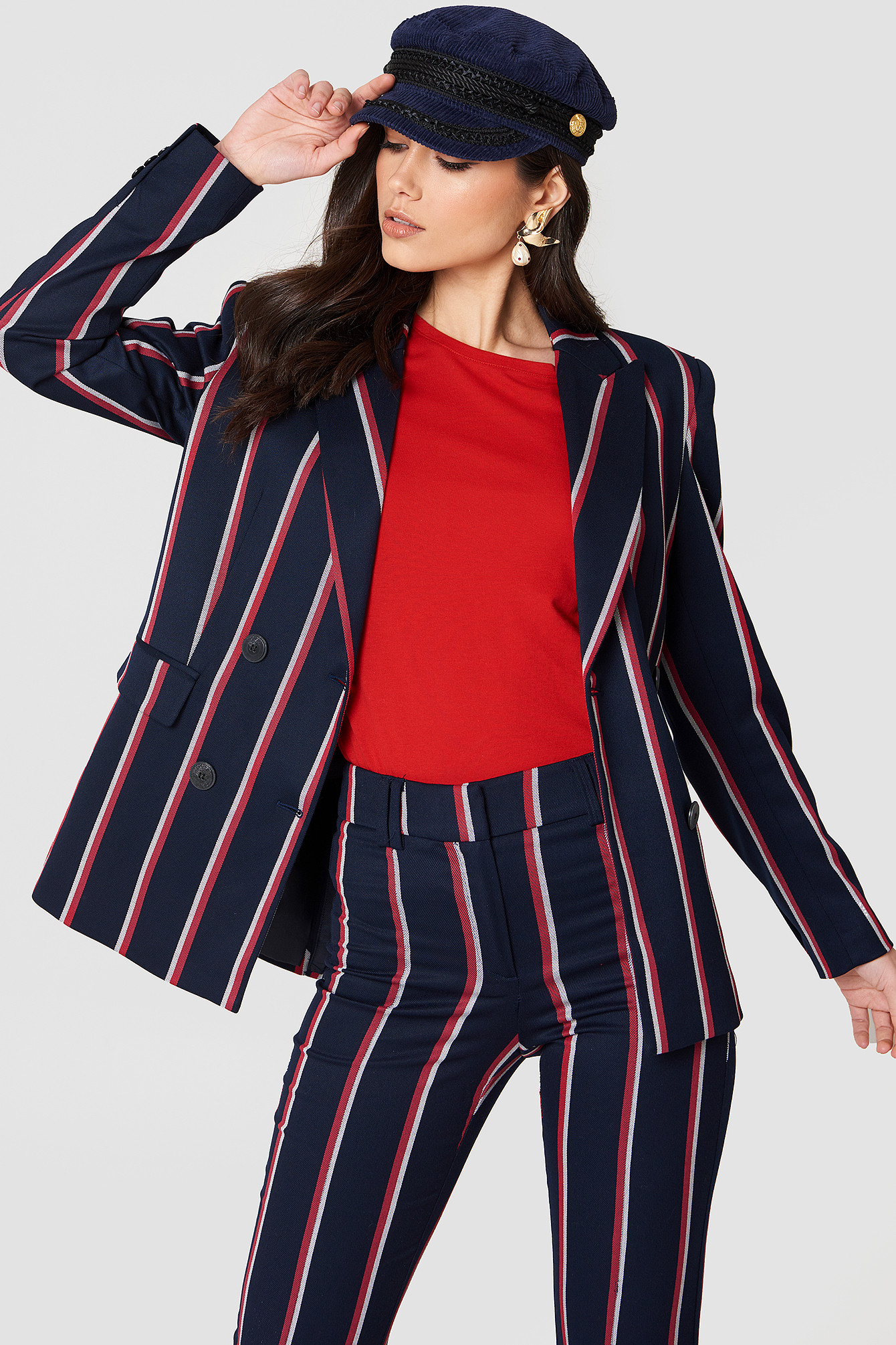 MANGO Striped Suit Blazer - Multicolor, Navy | NA-KD Global