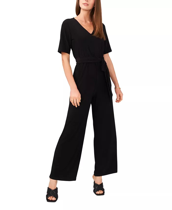 Vince Camuto Women's Elbow Sleeve V-neck Jumpsuit - Macy's | Macys (US)