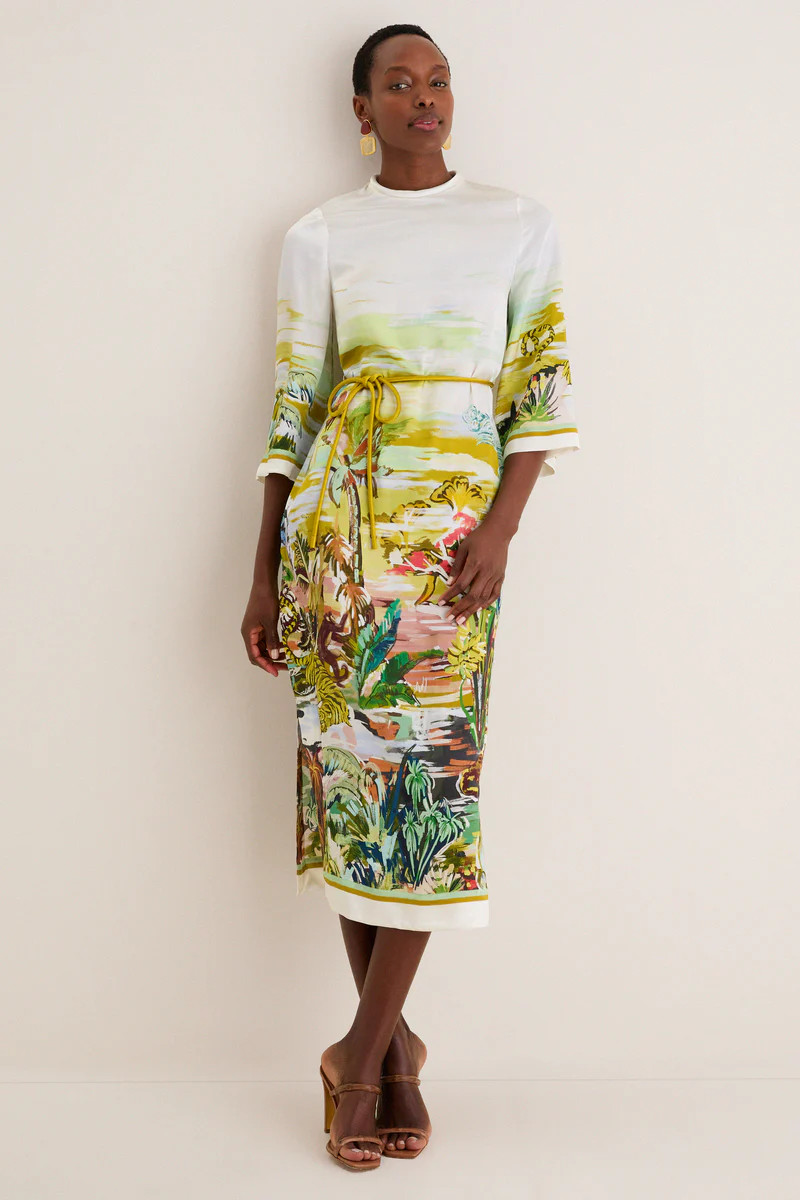 Multi Jungle Boogie Silk Midi Dress | Tuckernuck (US)