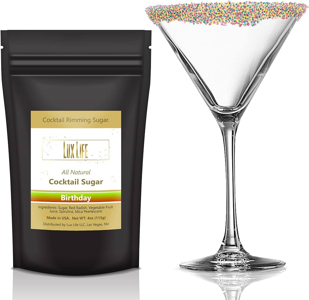 Lux Life Cocktail Sugar - Gluten & GMO-Free Cocktail Rimming Sugar - Vegan & Kosher Rimming Sugar... | Amazon (US)