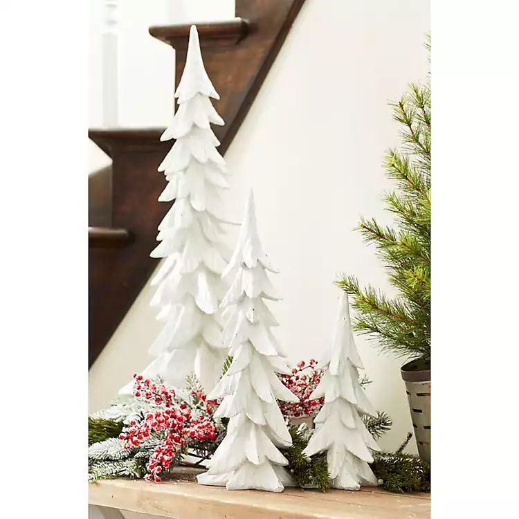 White Glitter Christmas Trees, Set of 3 | Kirkland's Home