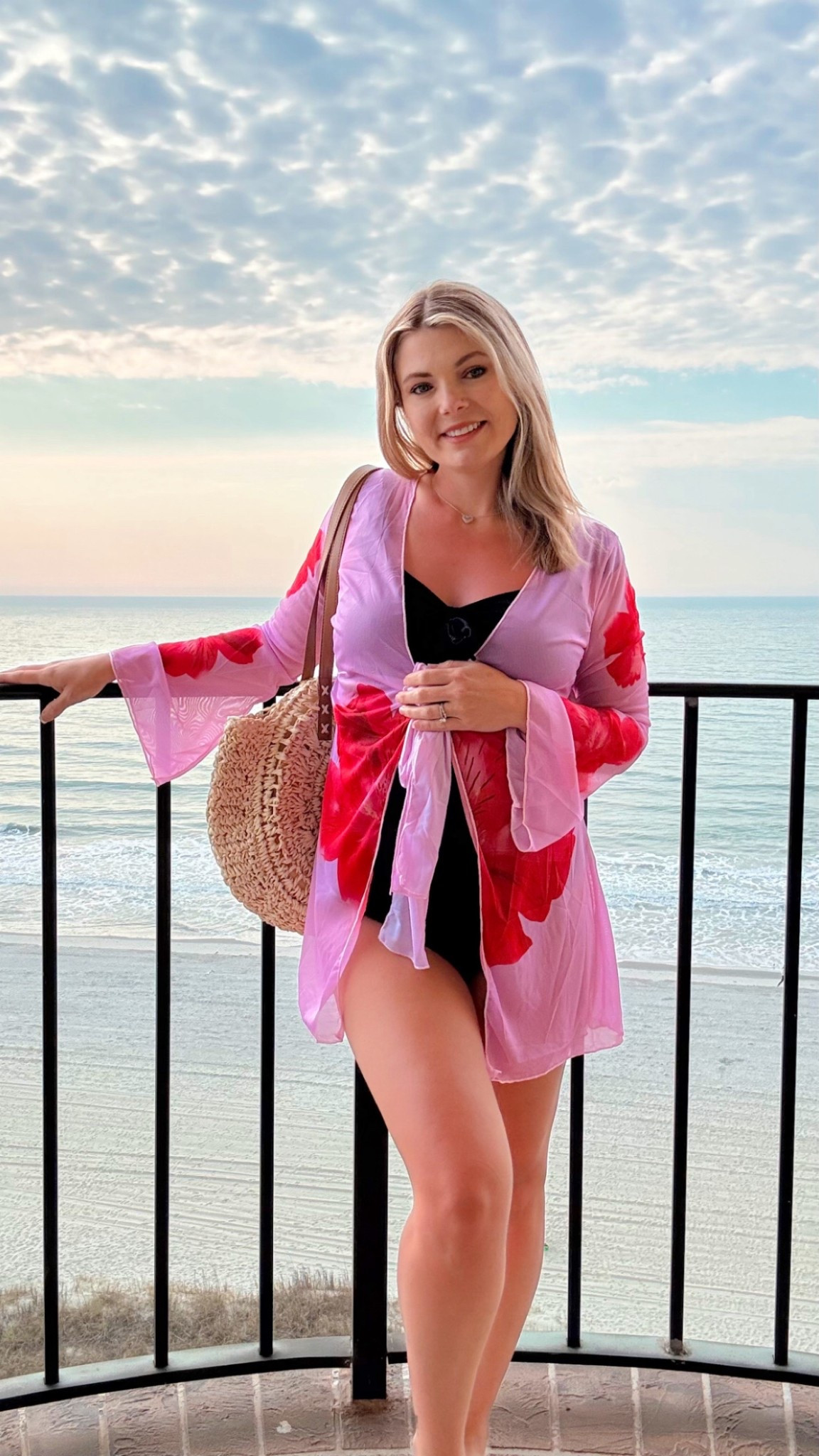 Sheer floral beach cover up 
Petite and bump friendly! 5’3” 26 weeks wearing size medium

Swimsuit cover up 
Pink spring break summer 
Lightweight, bell sleeves, long sleeves 
Vacation outfit ideas 
Swimming suit cover-up

#LTKSwim #LTKPetite #LTKTravel #LTKBump