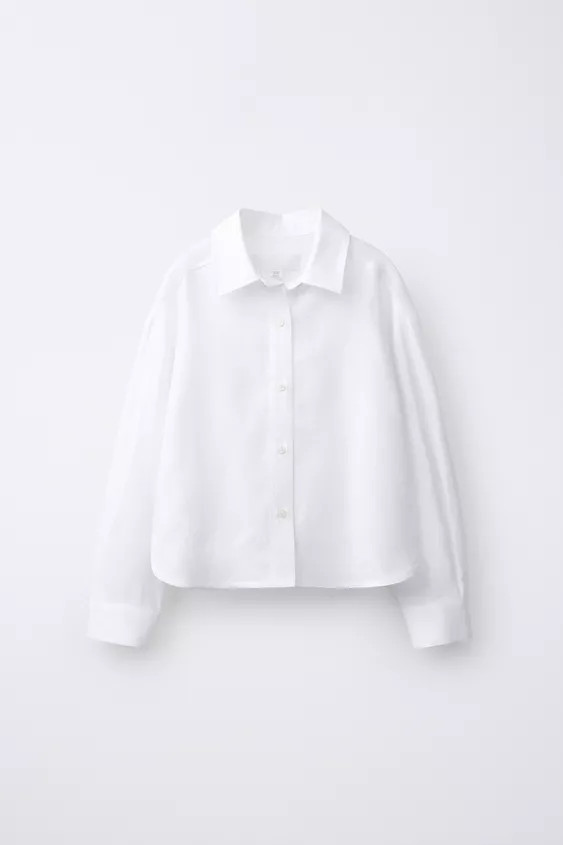 Collared shirt with long sleeves. Featuring a button-up front. Main fabric contains 52% linen. | Zara UK