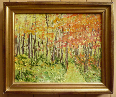 MERCOLA, VINTAGE IMPRESSIONIST TREE WOODED NATURE PATH OIL PAINTING FALL COLORS | eBay US