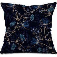 Navy Floral Pillows, Throw Pillow, Black Dark Blue Pillows | Etsy (US)