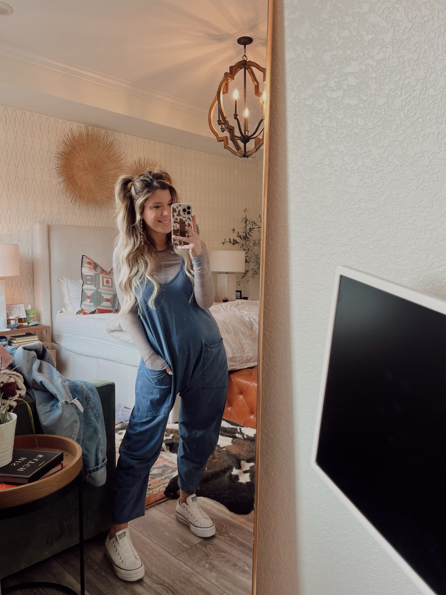 OOTD Details-
Jumpsuit- Free People 
Shirt- old 
Sneakers- converse
Earrings- Goldie Lew & Riche Hippie 
Ring- Goldie Lew 
Red Sling- Carla Rockmore 

#LTKstyletip #LTKshoecrush