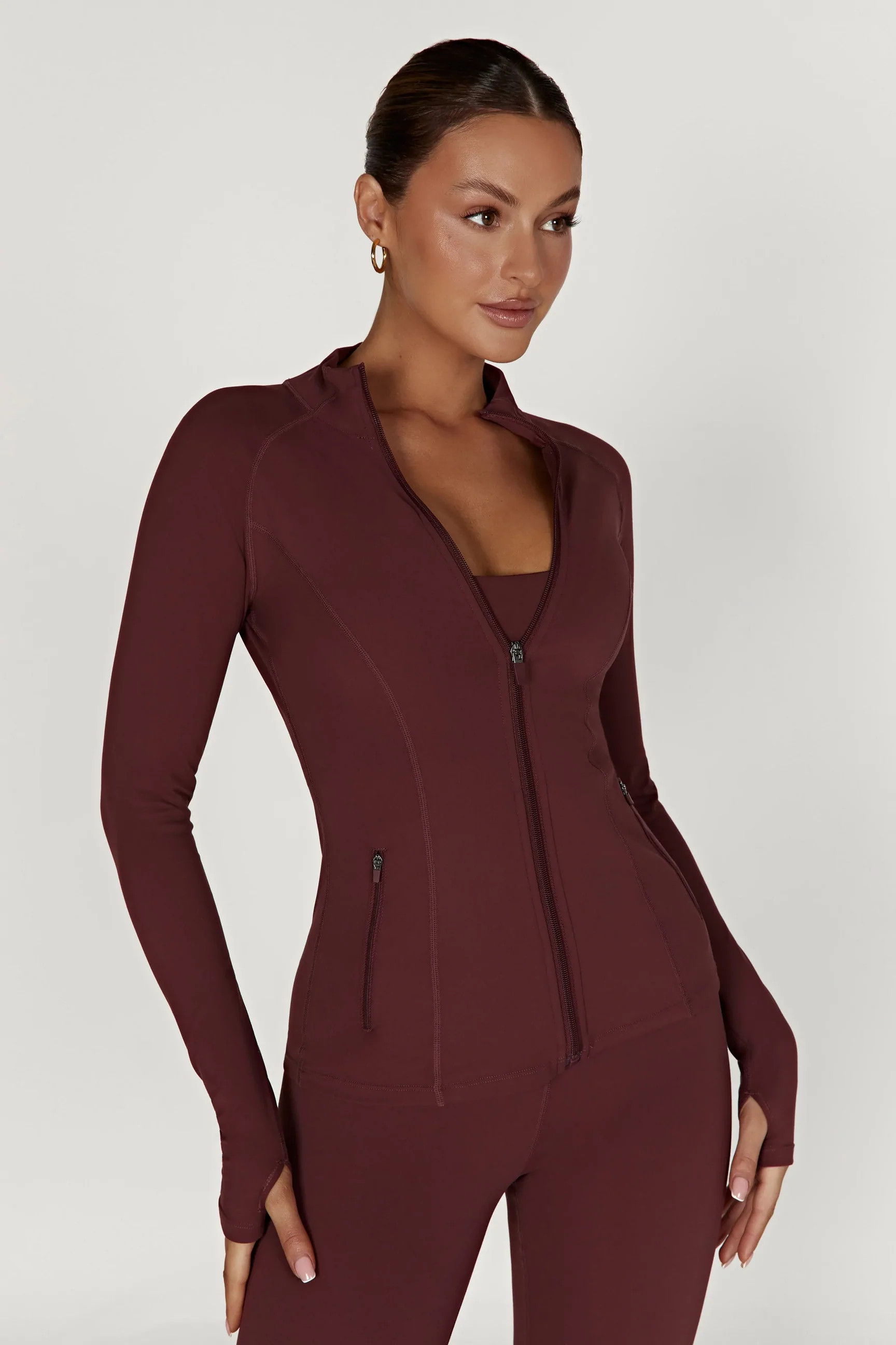 Luna Zip Up Jacket - Mahogany | MESHKI US
