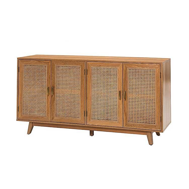 Tan Cane Wood Storage Media Cabinet | Kirkland's Home