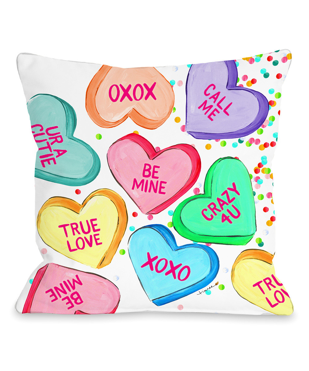 OneBellaCasa Throw Pillows Multi - 'True Love' Conversation Hearts Confetti Throw Pillow | Zulily